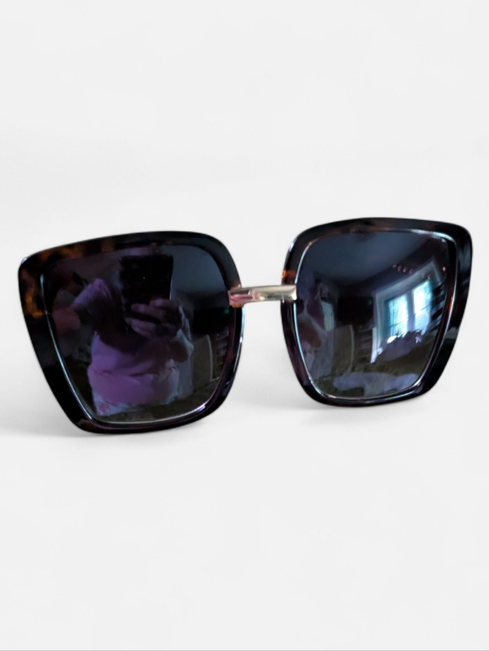 Jessica Simpson Tortoiseshell Square Sunglasses with Gold Bridge
